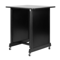 14U Wood Rack Cabinet with Casters and Leveling Feet in Black Finish